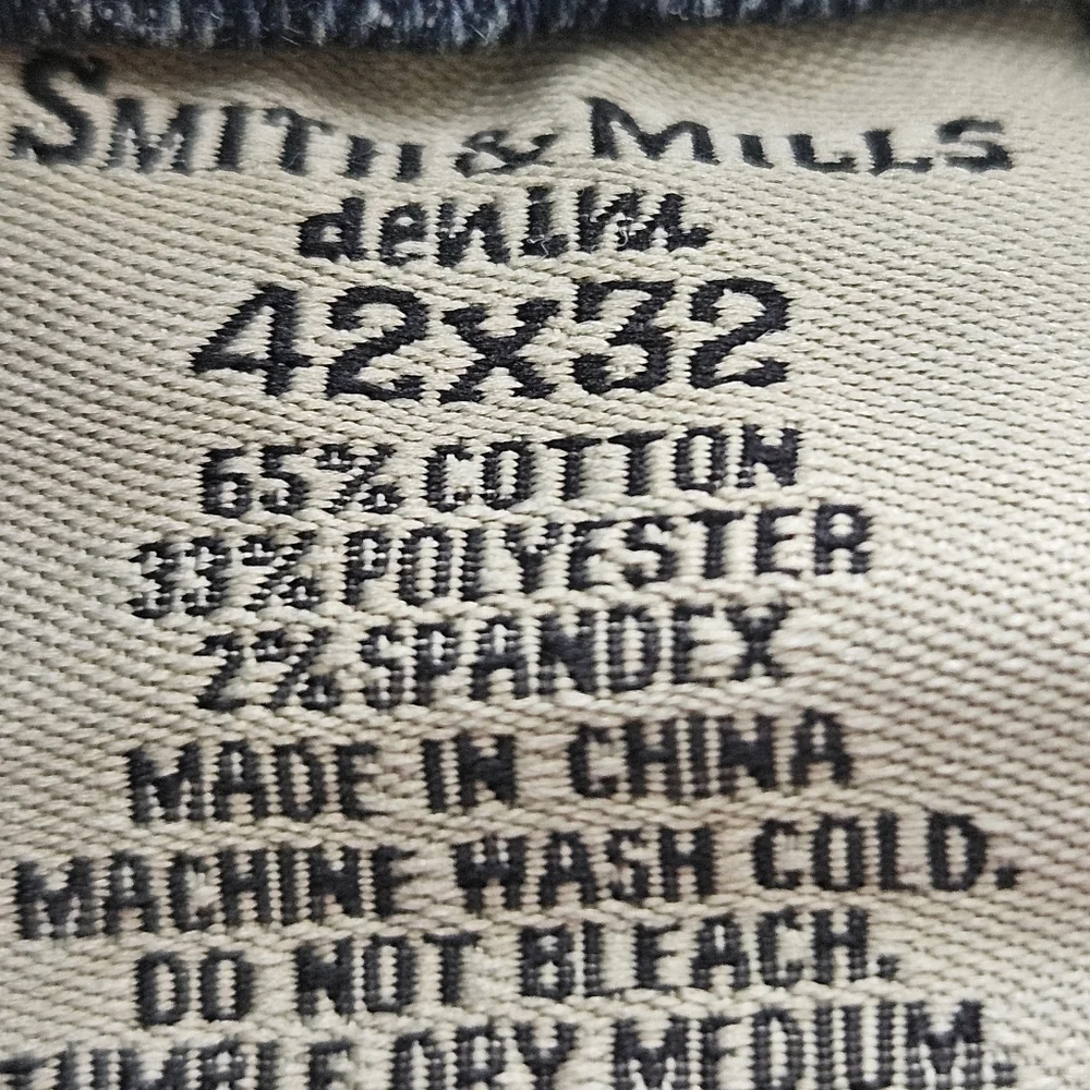 Smith & Mills Denim Jeans Mens Sz 42x32 Stretch Straight‎ Leg Faded (40x31.5)